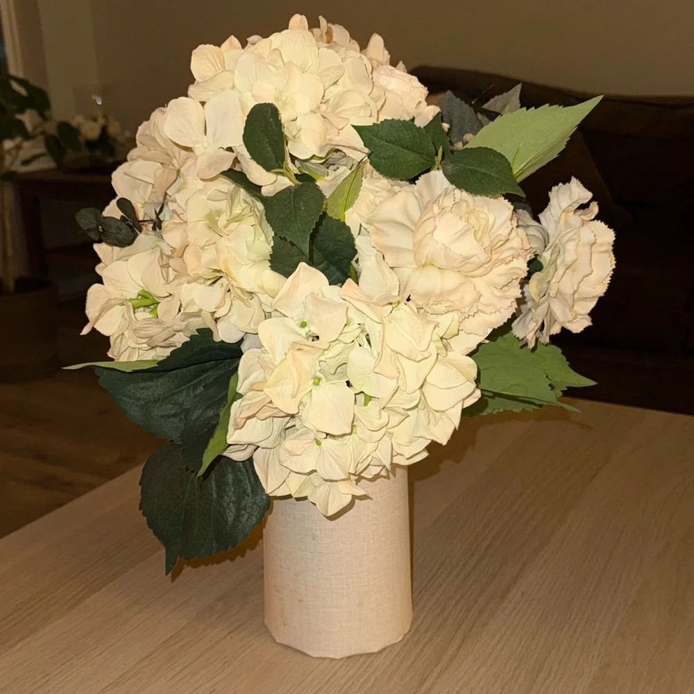 Cream Hydrangea and Rose Artificial Bouquet